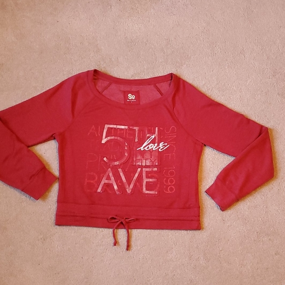 SO size Large red cropped sweatshirt - Picture 6 of 8